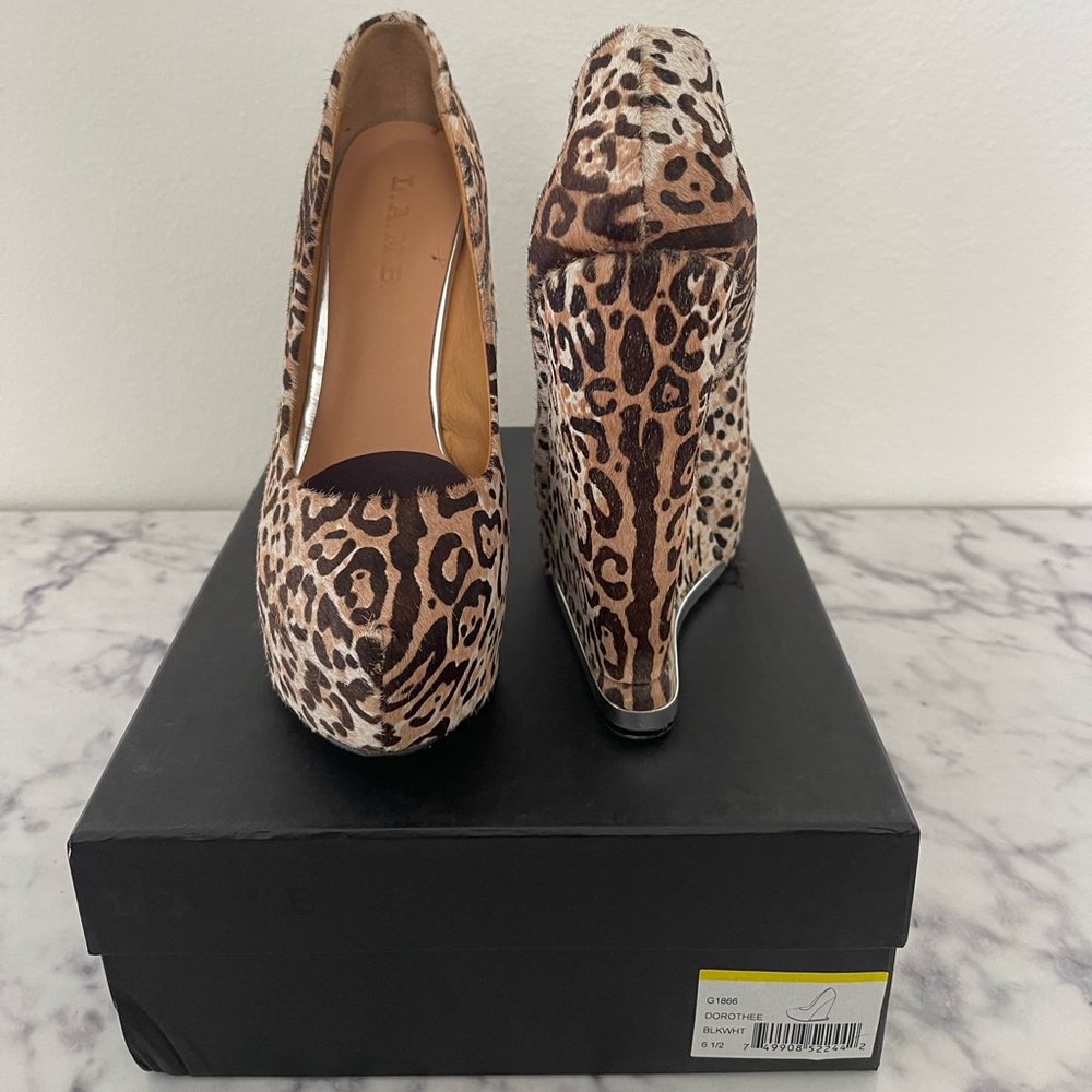 Leopard platform LAMB super high wedges size 6.5